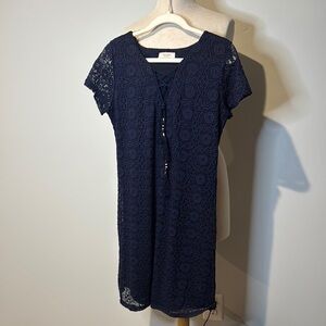 Fifilles Paris Blue Mini‎ Sheath Dress Short Sleeve Crew Neck size 4